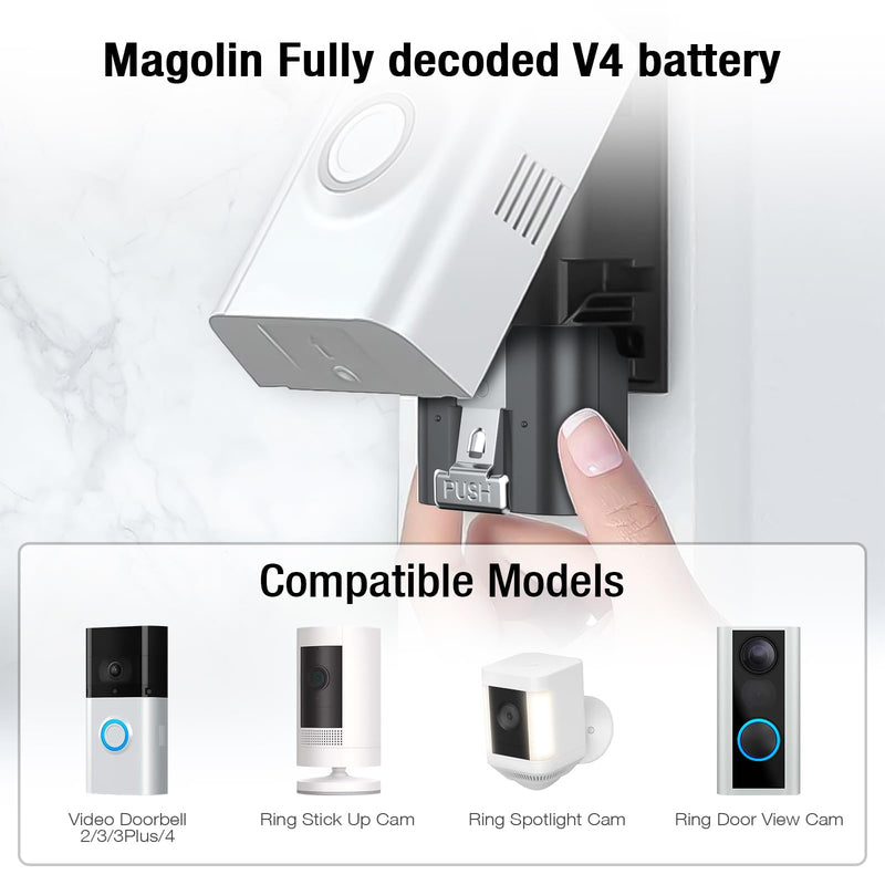 Magolin 2 Pack 6040mAh Rechargeable Battery for Ring-Doorbell Camera 4/3/2, Compatible with Video Doorbell 3 Plus Spotlight Camera and Stick Up Camera (2nd & 3rd Gen)