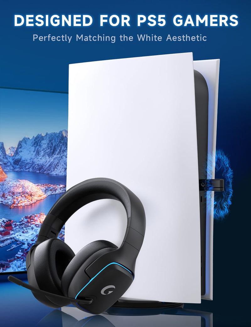 [AUSTRALIA] - Gvyugke 2.4GHz Wireless Gaming Headsets for PS5, PS4, PC, Switch - Bluetooth 5.3 Gaming Headphones with Noise Canceling Mic, 7.1 Surround Sound, 70H Battery, Blue Lighting - Matte Black 