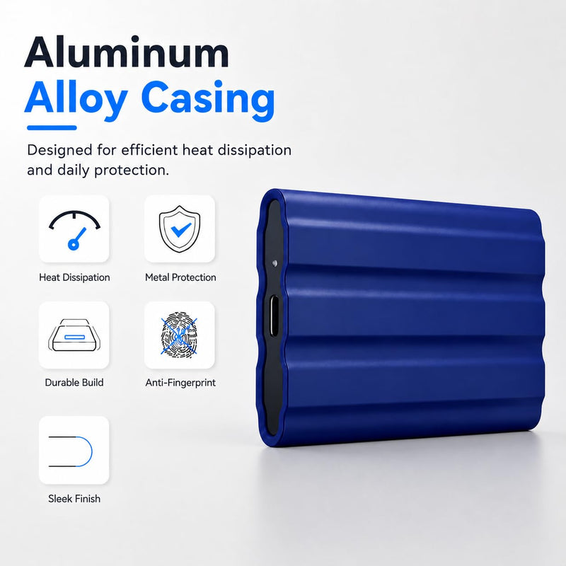 External Hard Drive,Slim External SSD, Portable External Solid State Hard Drive Compatible with PC, Mac, Laptop -Blue 1TB