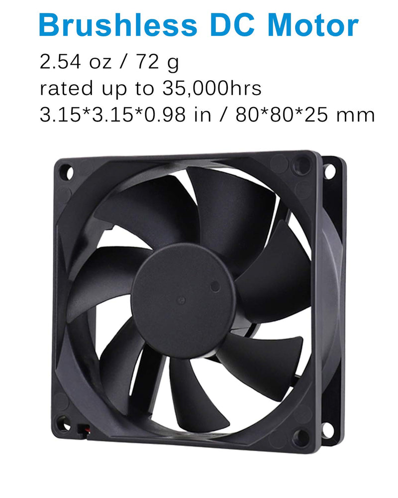 GDSTIME Dual 80mm USB Fan 80mm x 25mm 5V for Receiver DVR Playstation Xbox Computer Cabinet Cooling 80x80x25mm