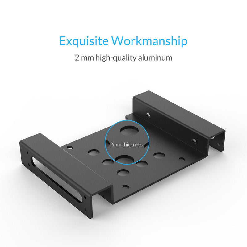 ORICO Aluminum 5.25 Inch to 2.5 or 3.5 Inch Internal Hard Disk Drive Mounting Kit with Screws and Shock Absorption Rubber Washer- Black