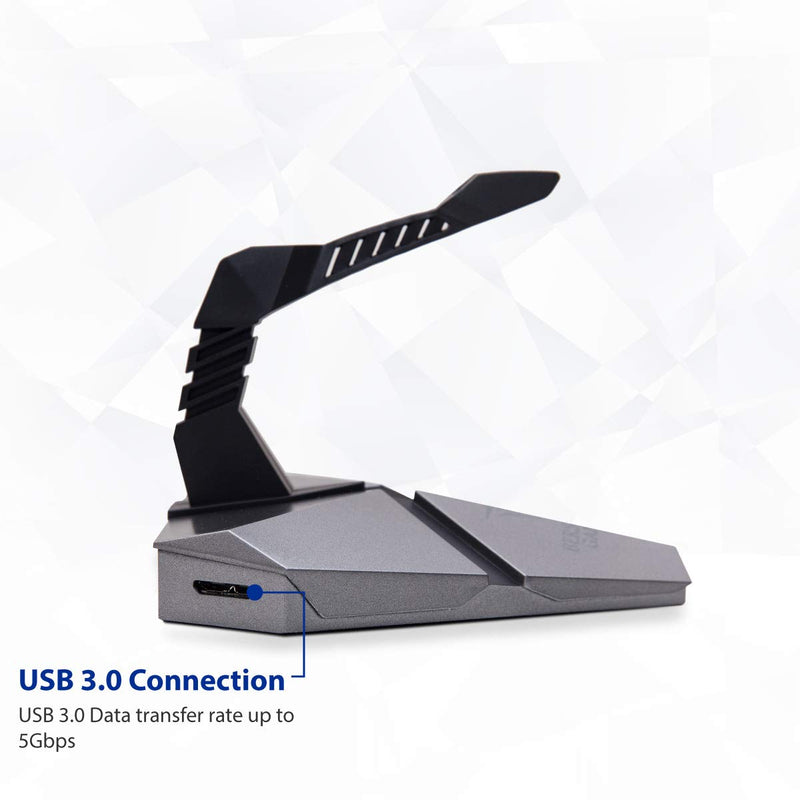 LOKI Gaming Mouse Bungee Stand - RGB LED Lights - 4 Port USB 3.0 Hub with Active Power - Micro SD Card Reader Slot - PC; Mac; Linux
