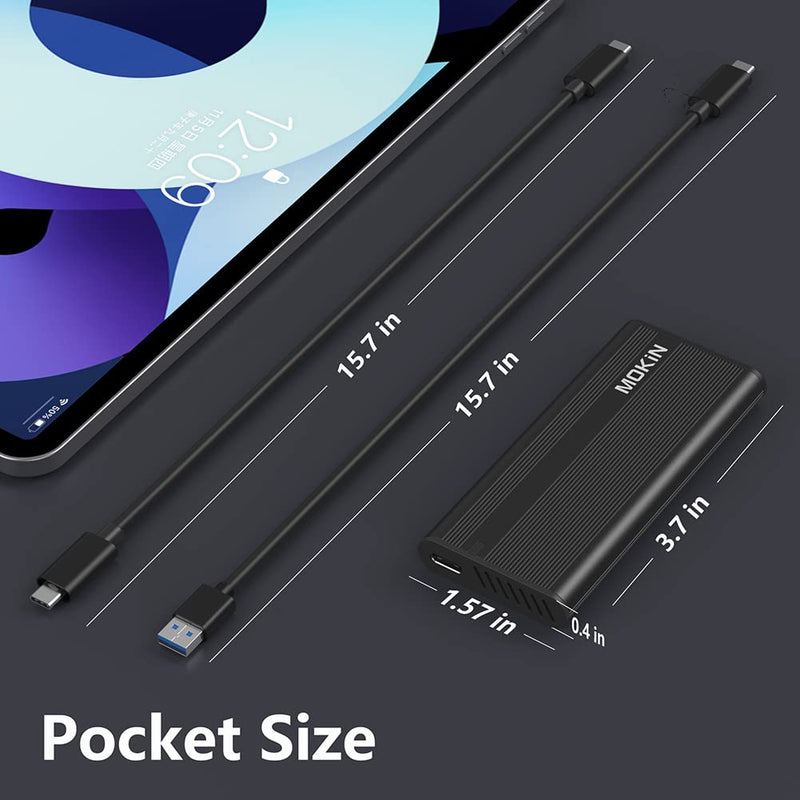 MOKiN M.2 NVME SATA SSD Enclosure Adapter Tool-Free, RTL9210B Chips, USB C 3.1 Gen 2 10Gbps NVME, 6Gbps SATA PCIe M-Key(B+M Key), External Solid State Drive Support UASP Trim for 2242/2260/2280 SSD