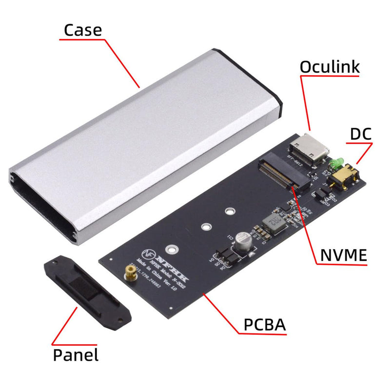 Oculink SFF-8612 SFF-8611 to M.2 NGFF M-Key to NVME PCIe SSD 2280 SSD Enclosure Adapter for Mainboard 4X-Oculink to NVME Adapter Enclosure