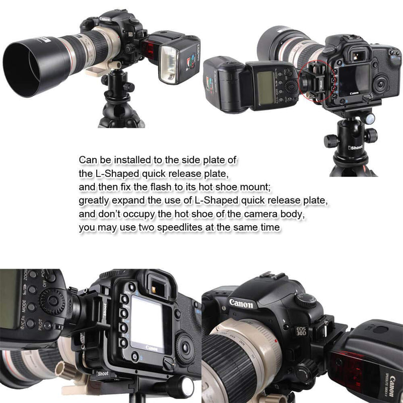 [AUSTRALIA] - iShoot Metal Clamp with Universal Hot Shoe Mount Compatible with 39mm Arca-Swiss Fit Quick Release Pate L-Shaped Camera Holder Bracket Support & Speedlite Flash of Standard Cold Foot 