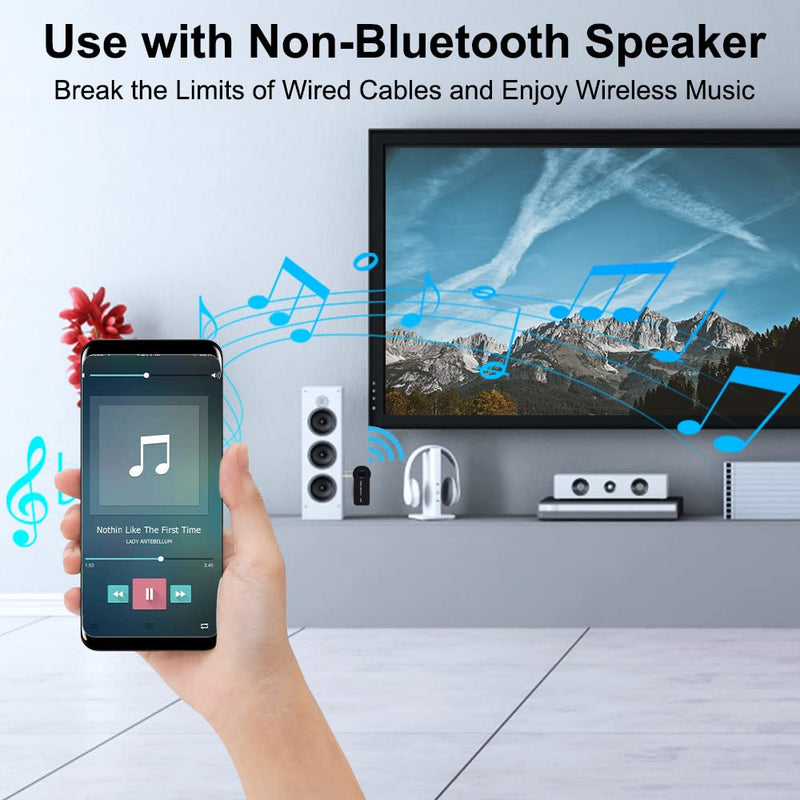 SKYBESS Bluetooth Receiver Portable 3.5mm Aux Bluetooth Audio Adapter for Car/Home Sound System/Wired Headphones/Speaker, Wireless Audio Receiver for Music Streaming/Hands-Free Calls, Built-in Mic