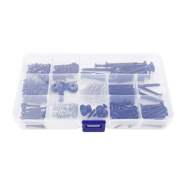 [AUSTRALIA] - Banworks Metric Sized 258pcs Electric Guitar Screws Kit for Tele/Strat Bridge, Neck Plate, Pickup Rings, Humbucker Pickups, ST/TL Pickups, Pickguards, Tuners, Pickup Selector Switch, Strap End Pins Black 