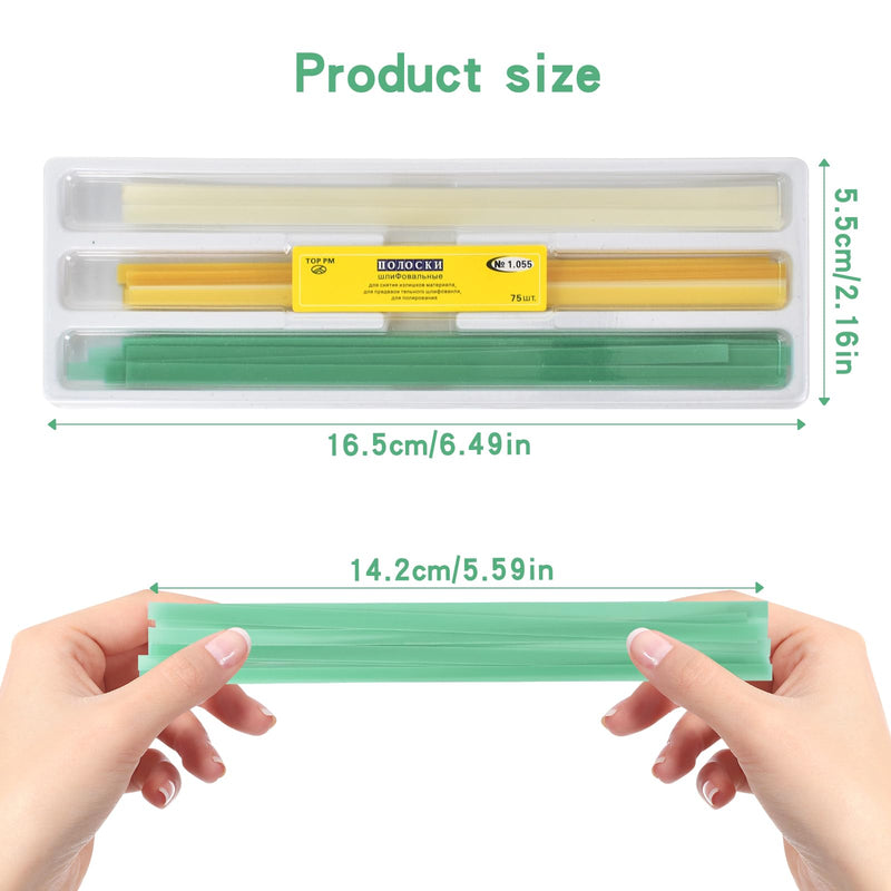 Pack of 75 Tooth Sandpaper, 4 mm x 145 mm Wide Dental Polishing Strips, Sanding Finish Polishing Strips, Tooth File, 3 Colours, Wear-Resistant Plastic Sandpaper, NatureAqua Resin Tooth Polishing