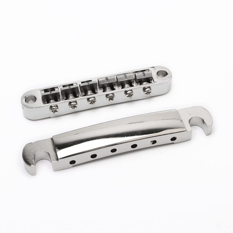 Swhmc Tune-O-Matic Bridge and Tailpiece Studs Set for LP Electric Guitar Replacement Parts, with 3L3R Guitar Locking Tuners Tuning Pegs Keys (Silver) silver
