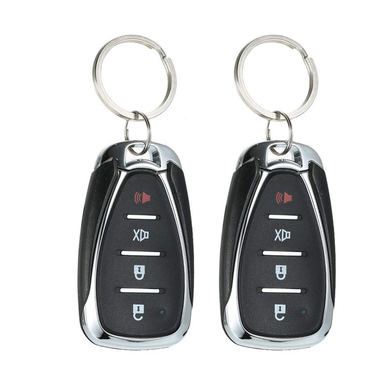 Shkalacar Car Keyless Entry System, Car Security System Burglar Alarm Protection, Anti-Theft System with 2 Black Button Remote Control + Siren+Main Control Unit+Shock Sensor+Wiring Harness