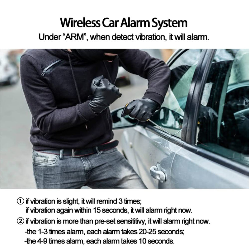 DIYV1 1-Way Wireless Car Alarm Vehicle Security System Anti-Theft Burglar Vibration Sensor Horn Siren Universal 12V Auto Anti-Theft Protection System Simple DIY Install Manual Control*2