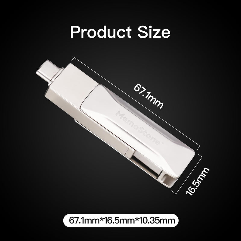 KingSpec MemoStone External SSD 256GB, Up to 550MB/s, USB Flash Drive 2-in-1 USB C & USB A, Thumb Drive Memory Stick SSD Portable Hard Drive Compatible with iPhone 15/PS4/PS5/Android Phone/Windows/Mac
