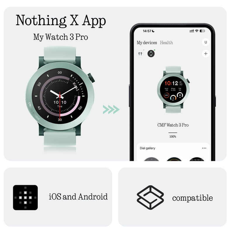 CMF BY Nothing Watch 3 Pro Smart Watch for Men Women, Bluetooth Call AI Energy Score, 1.43” Heart Rate Tracking, Sleep Monitor, GPS & 130 Sport Modes, Fitness Tracker for Android iOS, IP68 Dark Grey
