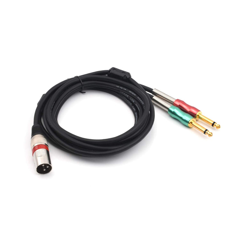SiYear 6.6FT XLR 3 Pin to Double 6.35mm 1/4" TS Y Splitter Cable, Dual Mono Male (1/4 inch) 6.35mm to XLR Plug Stereo Microphone Cable (2M) 6.6Feet 2M