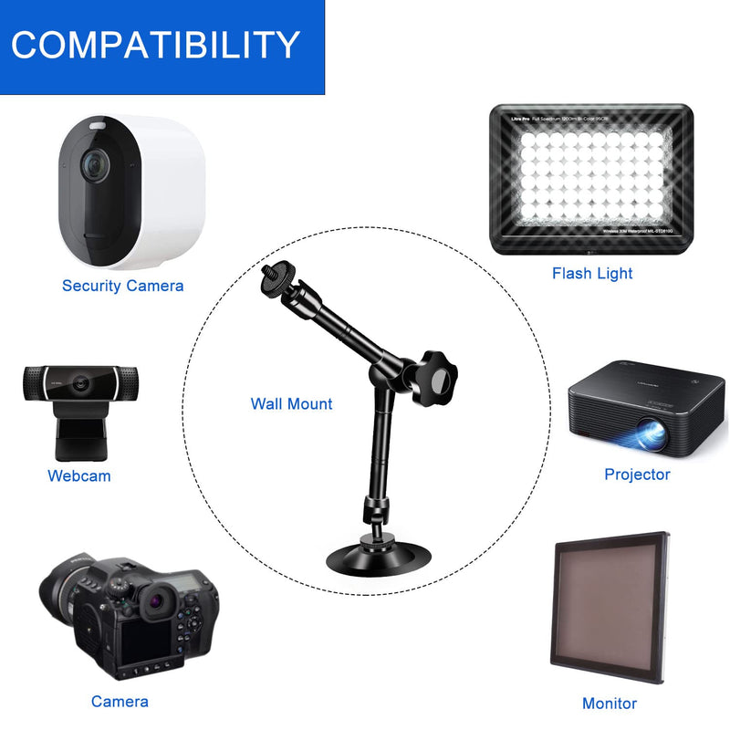 2 Pack Articulating Magic Arm Wall Mount Holder Stand Compatible with CCTV POV Camcorders Cameras, LED Light, Video Lamp,DSLR,Flash,Digital Camera,Security Cameras Universal