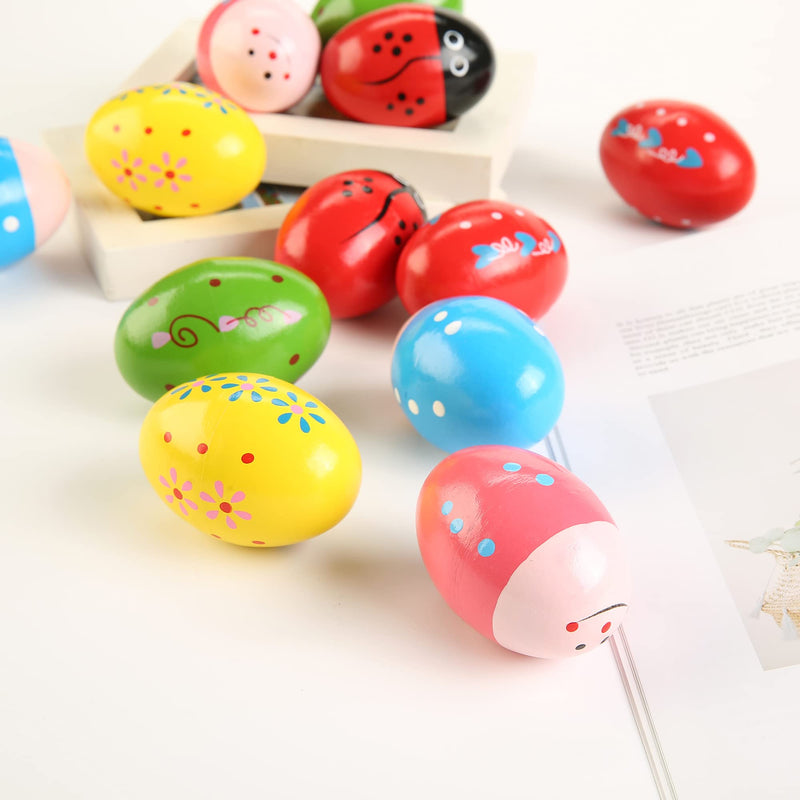 6Pcs Wooden Egg Shakers Hand Musical Maracas Percussion Instruments Multicolour 6 Pcs