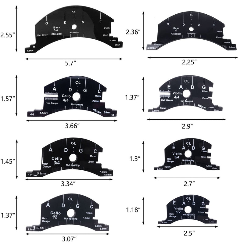 4/4 Bridge Fingerboard Template Repair Reference Tool Violincello Making Tools 4/4 Cello