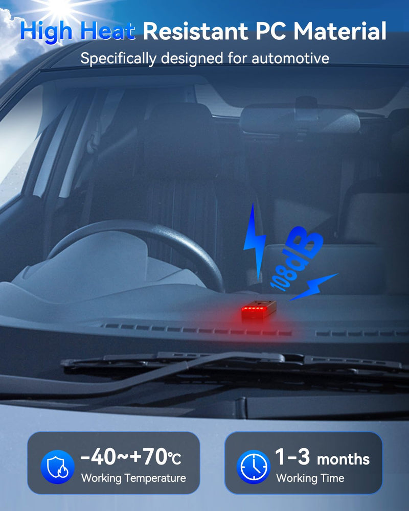 108dB Car Alarm System, Car Anti-Theft Vibration Sensor Alarm & Red Light Alarm, Wireless Remote Anti Theft Car Device with Magnetic Install Design for Car, Truck (Upgrade 4.0)