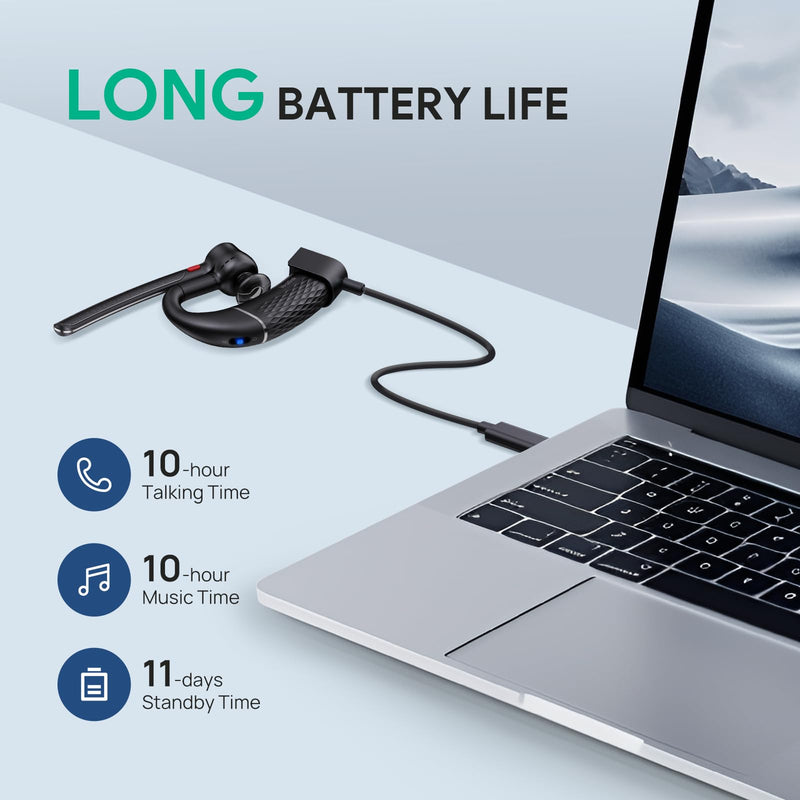 Yealink BH71 Lite Bluetooth Headset & USB Bluetooth Adapter,Wireless Earpiece with 4 Noise Cancelling Microphone,10H Talk Time,Adjustable Ear Hook