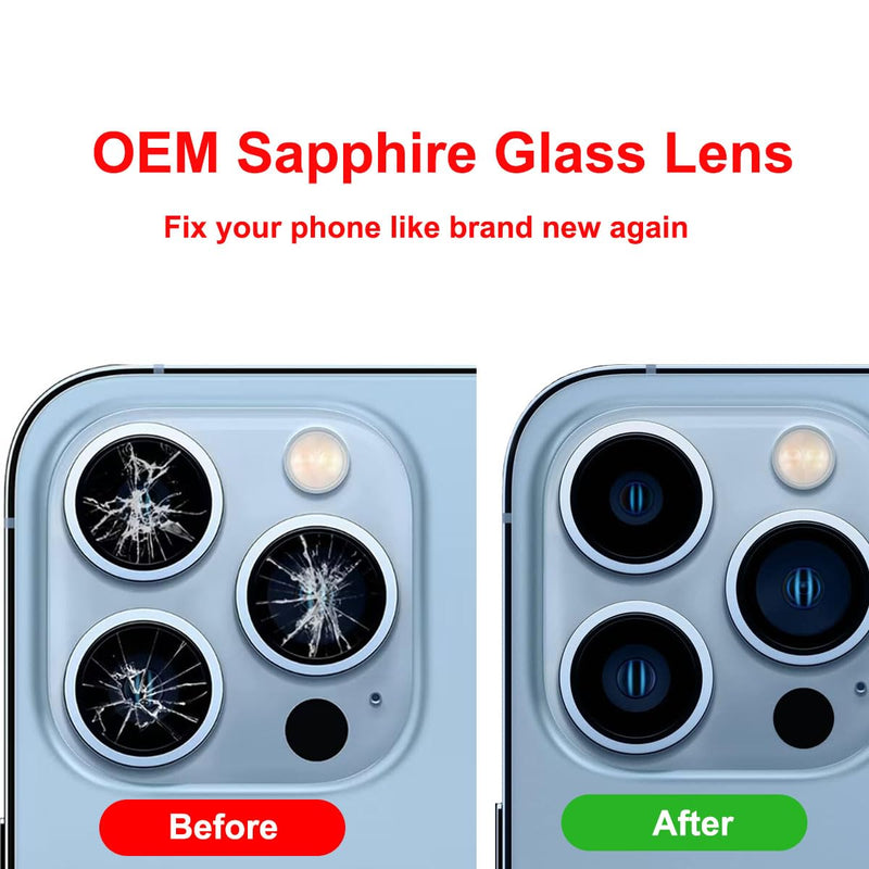 OEM Back Camera Glass Lens Replacement for iPhone 13 pro and iPhone 13 pro max with Pre-Installed Adhesive and Repair Tool Kit iphone 13 pro / iphone 13 pro max