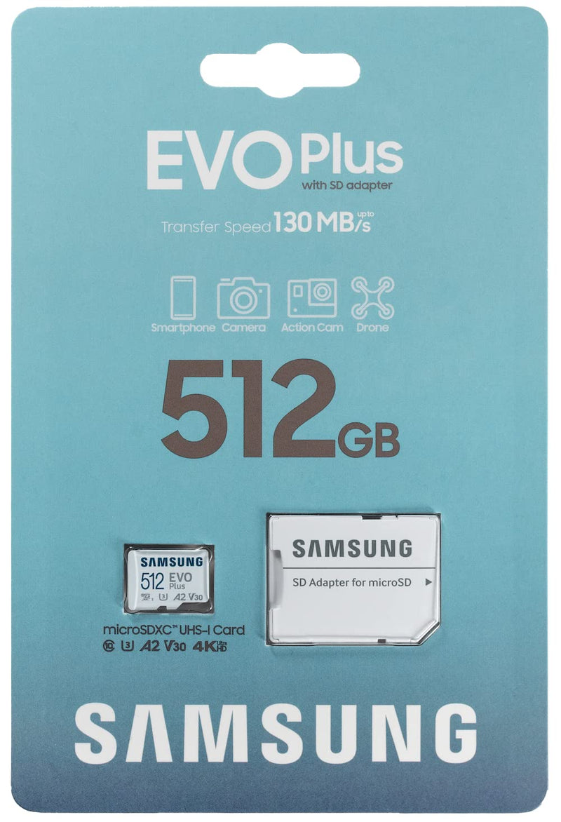 Samsung Evo Plus 512GB Micro SDXC Memory Card Class 10 A2 UHS-I U3 Works with Android Phones - Galaxy A51, A50, A40, A30 (MB-MC512KA) Bundle with (1) Everything But Stromboli MicroSD & SD Card Reader