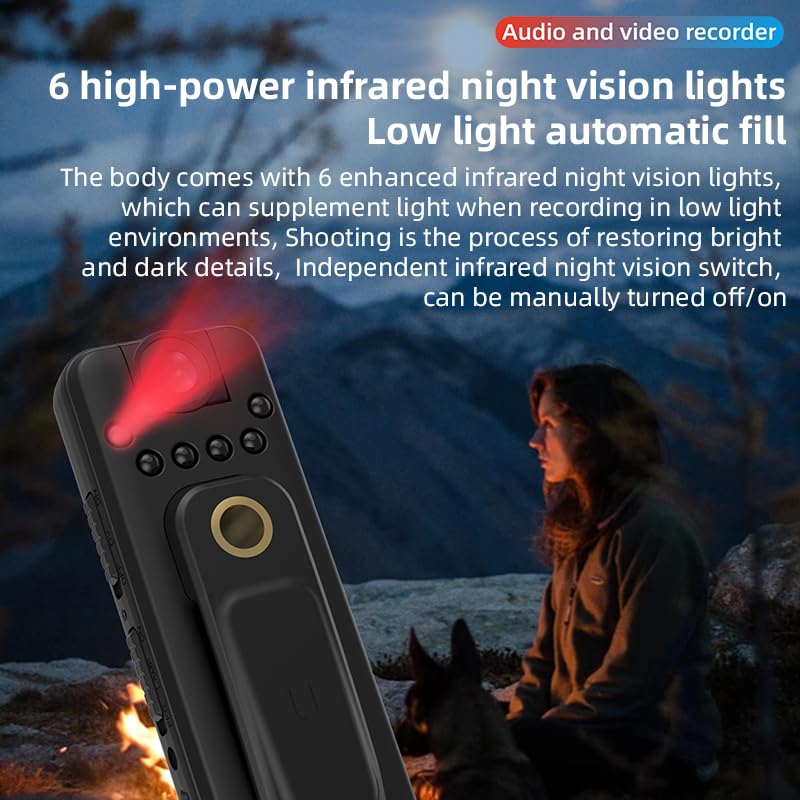 Body Camera with Audio and Video 1080p Recording, 64GB Camcorders, Rotatable Lens, Night Vision, Body Worn Cams for Personal Civilians, Service Record, Police Guard (with Magnetic Lanyard)