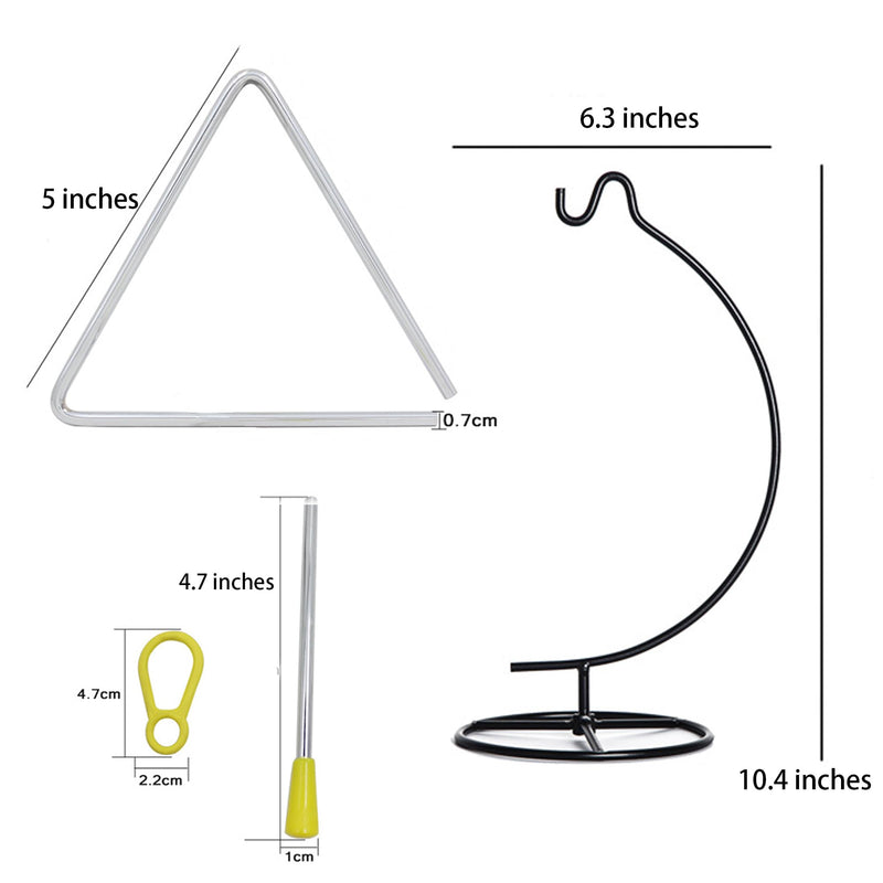 Triangle Percussion Instrument With Striker, Hand Bell, Teacher Bell Chime for Classroom, Dinner Bell Outdoor, Meditation bell, Music Instruments for adults (5 Inch)