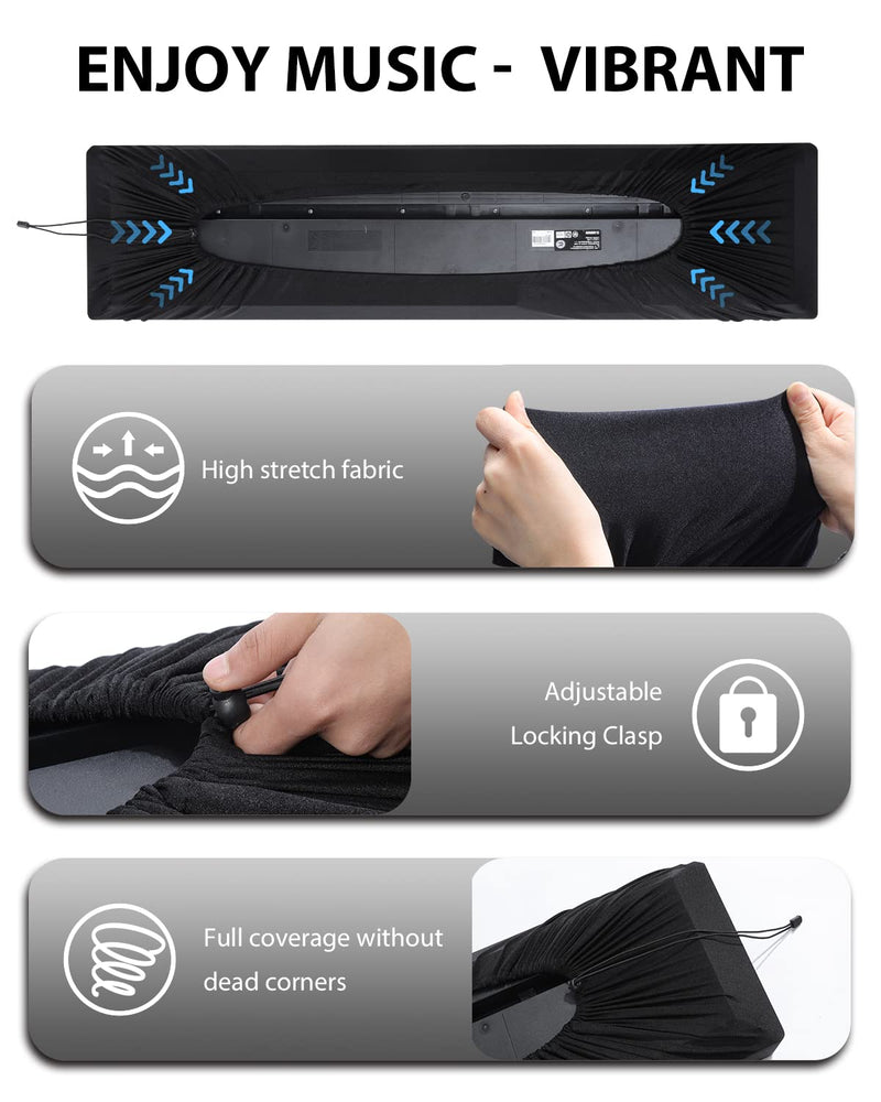 Piano Keyboard Dust Cover - 88 Keys Stretchy Adjustable Electric Piano Music Keyboard Cover for Durable Elastic & Cord Lock, Full Cover Elastic Music keyboard Protector Covers Black