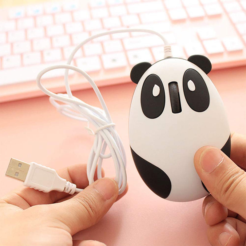 CHUYI Panda Wired Mouse Cute Animal Series Mini Portable Corded Mice for Travel School Home Computer Laptop PC Kids Children Girls Gift