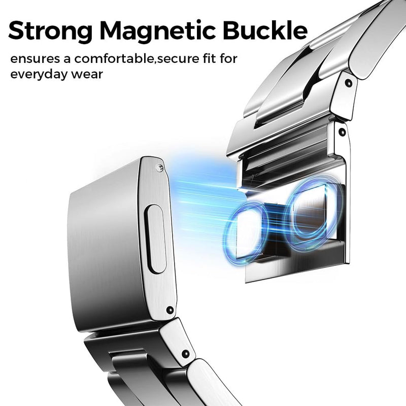 Tool-Free Titanium Magnetic Band for Google Pixel watch 5/4/3 45mm | Metal Strap for Pixel Watch 45mm | No Tool Needed Adjustment,40% Lightweight,Durable,Skin-Friendly,Fit wrist 6"-9",for Men black