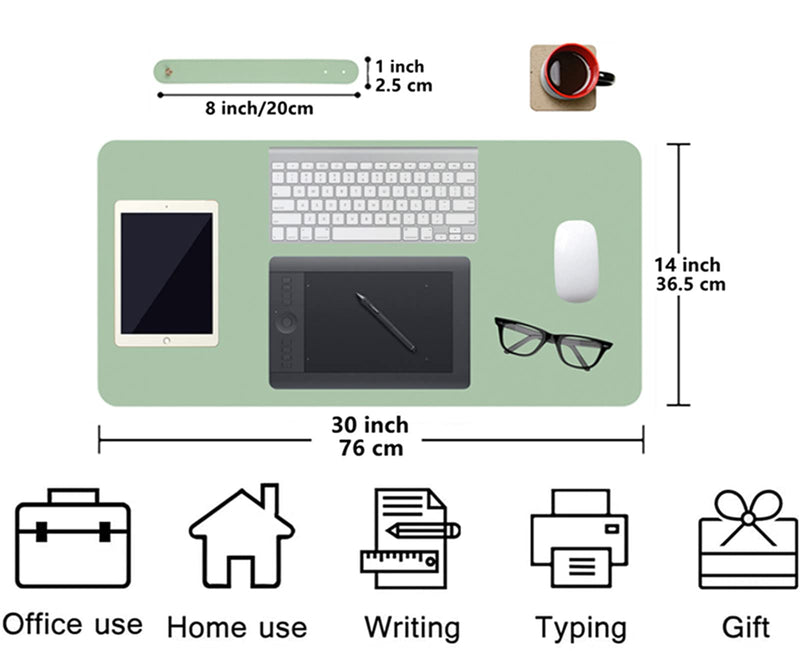 Leather Desk Mat,Desk Pad,Desktop mat,Waterproof Desk Mat for Desktop, Desk Mat for Keyboard and Mouse,Leather Mouse Pad Protector for Office and Home,30"x 14" Leather-green