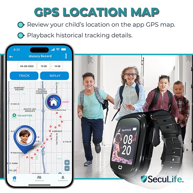 Kids Watch with GPS Tracker, Two Way Calling, Real Time Tracking & SOS Alerts - Smart Watch for Kids Call and Text with Geo Fencing, School Mode, Water Resistant, Long Battery Life & Parental Controls