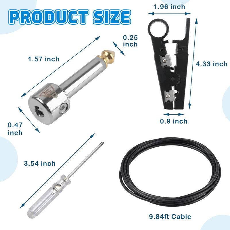 [AUSTRALIA] - Solderless Pedalboard Cable Kit, 10 Feet Cable & 10 Gold Tip Connectors for Guitar Effects & Pedal Board, DIY Patch Cables with Cutter, Bolt Driver 