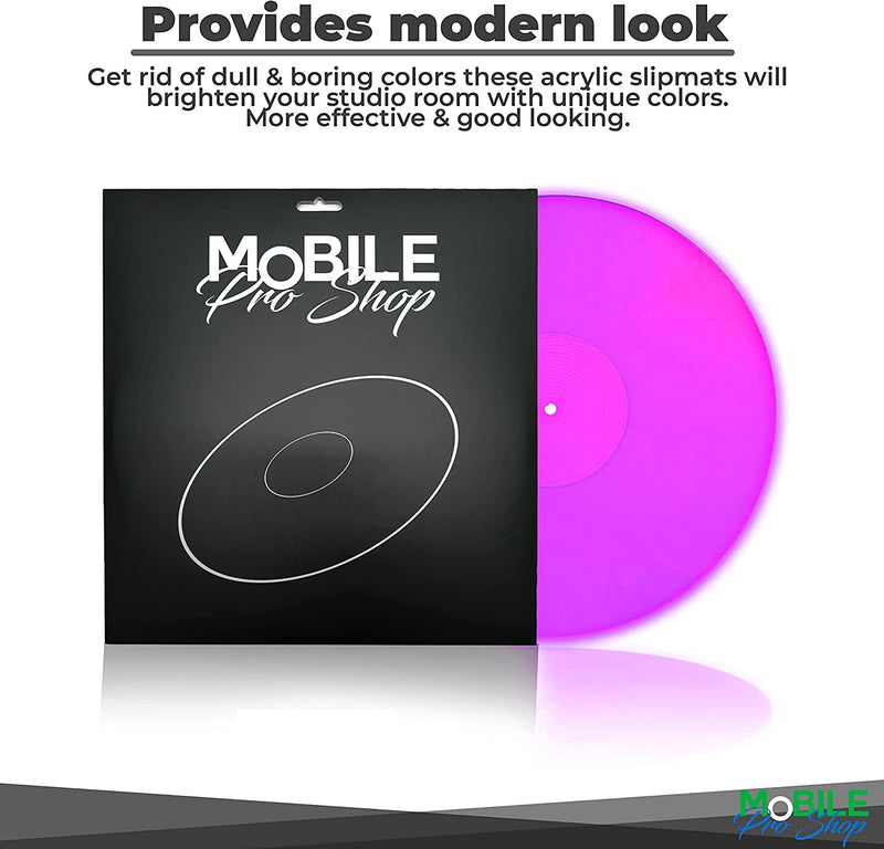 Acrylic Turntable Mat - Acrylic Slipmat for Vinyl LP Record Players - Improves Sound Quality & Provides Tighter Bass - Anti Static Platter mat (Purple_lit) Purple_lit