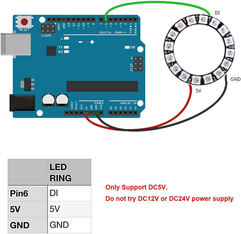 [AUSTRALIA] - 16 Bits WS2812 RGB LED Ring 16 X WS2812B 5050 Full Dream Color Light LED ith Integrated Drivers Individual Addressable for Arduino Raspberry Pi ESP32 (Pack of 2pcs) 