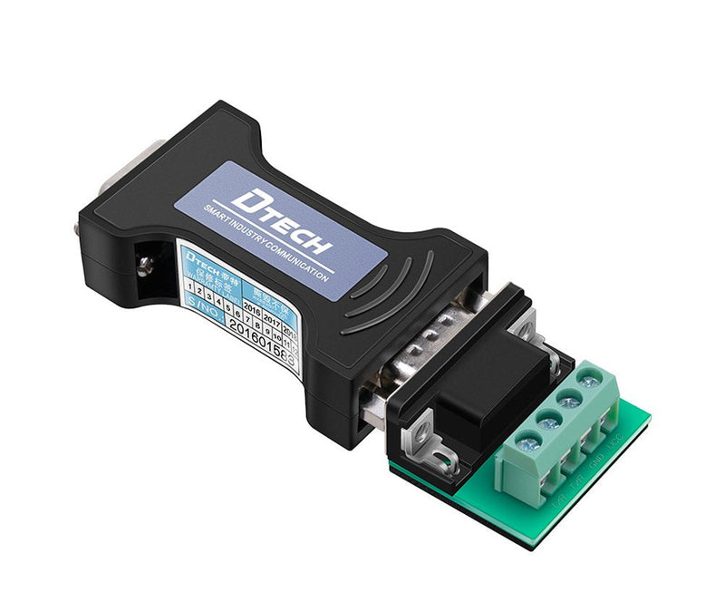 DTECH RS232 to RS485 Serial Converter Adapter with 4 Position Terminal Block for Industrial Long Haul Communication Data Supports 600W Anti-Surge