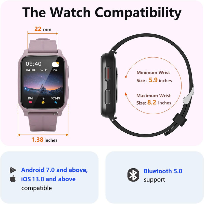 MorePro Fitness Tracker with 24/7 Heart Rate & Blood Pressure Monitor, Blood Oxygen & Sleep Tracker, Smart Watch with Step Calorie Counter, IP68 Waterproof Activity Tracker for Women Men Android iOS Black