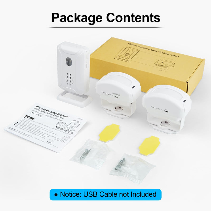 [AUSTRALIA] - GREENCYCLE Motion Doorbell, Door Chime for Business Entry, Store Welcome Buzzer Monitor, Motion Detect Alarm, Caregiver Reminder for Elderly, Visitor Bell - 1 Receiver 2 Sensors 