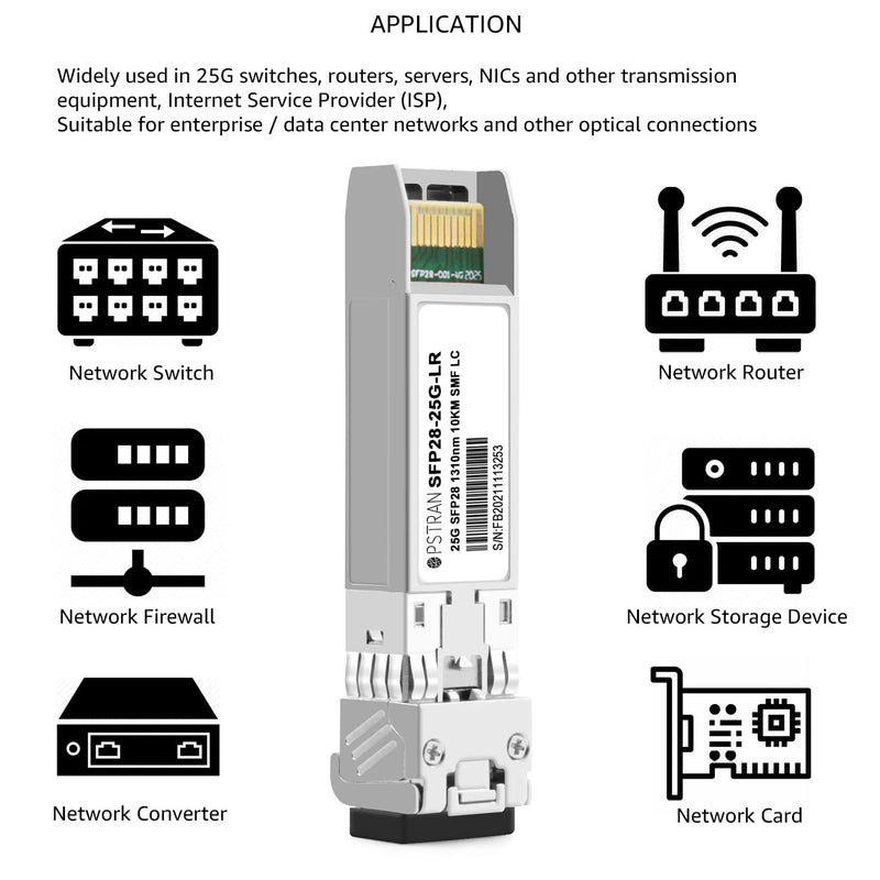 25GBASE-LR SFP28 Optical Transceiver Module Compatible with Ubiquiti UACC-OM-SFP28-LR 25G SFP28 1310nm 10km DDM Duplex LC SMF