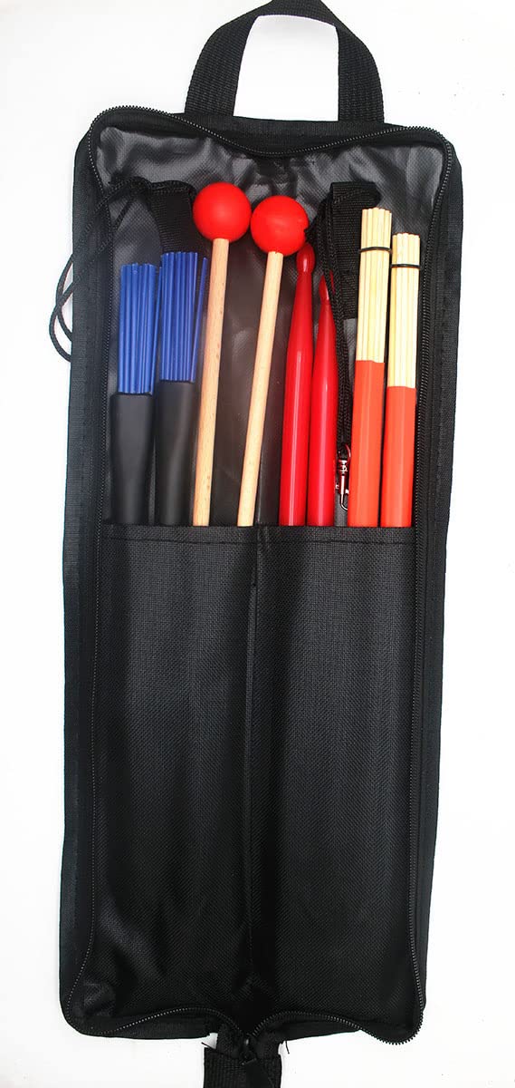 Percussion Drum Stick Bag Portable Drumstick Storage Handbag for Drumsticks Brushes Mallets Black