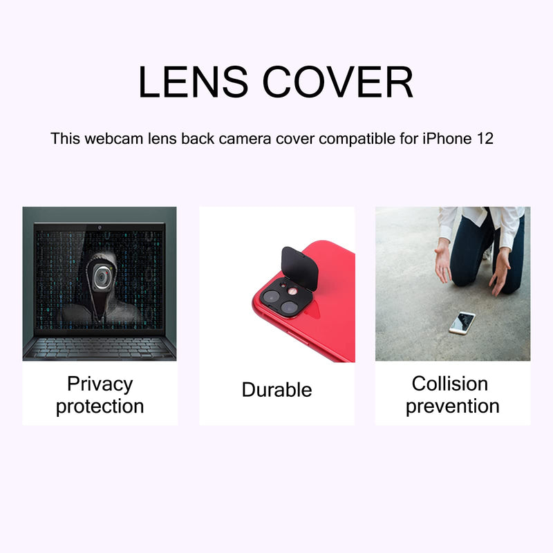 Phone Camera Lens Cover Compatible for iPhone 12,Camera Lens Protector to Protect Privacy and Security,Strong Adhesive,2 Pack