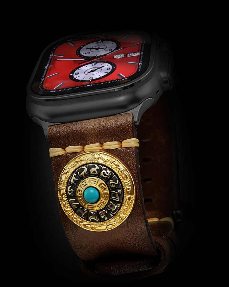 Leather Bands Compatible with Apple Watch Ultra 3/2/1 Band 49mm 46mm 45mm 44mm 42mm, Genuine Leather Metal Connector Strap for iWatch Ultra Series 11/10/9/8/7/SE/6/5/4/3/2/1 brown