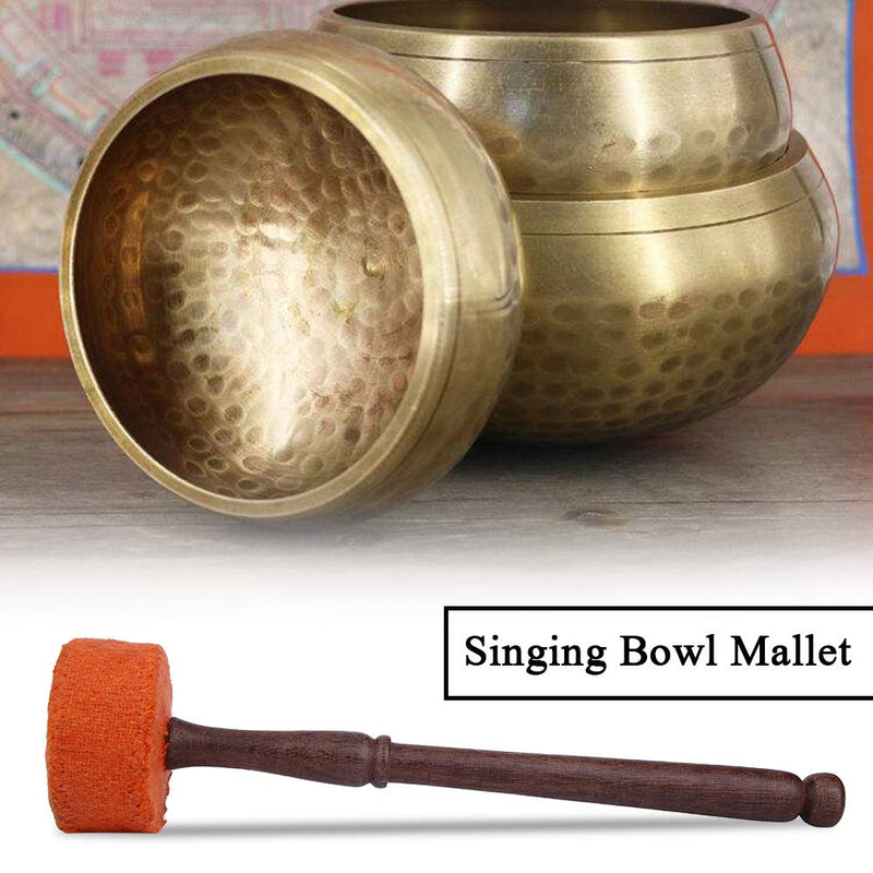 Hard Wood Felted Striker, Handmade Hard Wood Multi-Purpose Tibetan Buddhism Singing Bowl Mallet Striker Stick for Meditation Chakra Healing Prayer and Yoga (Orange) Orange