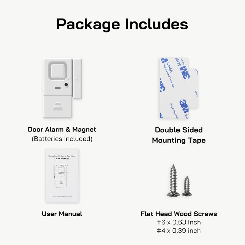Door Window Alarm - 2 Pack - Adjustable Volume Door Alarm Sensor Wireless Door Alarms for Kids Safety, Door Open Chime Burglar Alert Window Alarm for Home Security, Kids Safety, Apartment, by Rosmila
