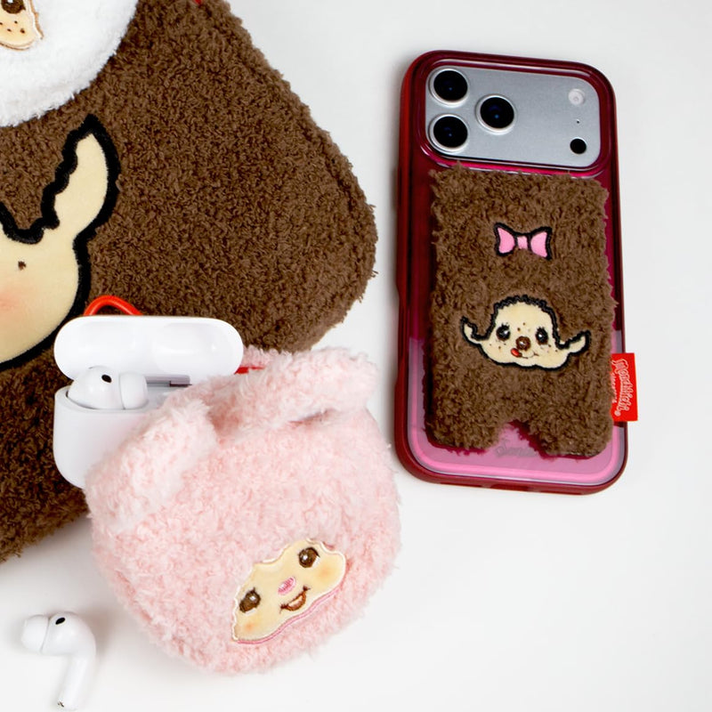 Sonix x Monchhichi Plush Magnetic Phone Wallet | Cute Fuzzy Phone Card Holder Compatible with MagSafe Phones and Cases | Chimutan