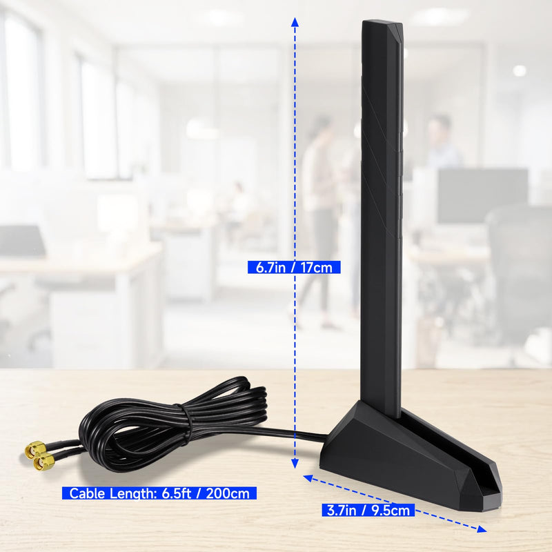 Eightwood WiFi 6E Antenna Tri-Band 6GHz 5GHz 2.4GHz RP-SMA Antenna | Magnetic Base, for Desktop PC ASUS Gigabyte Aorus Gaming Motherboard PCIe Bluetooth Card