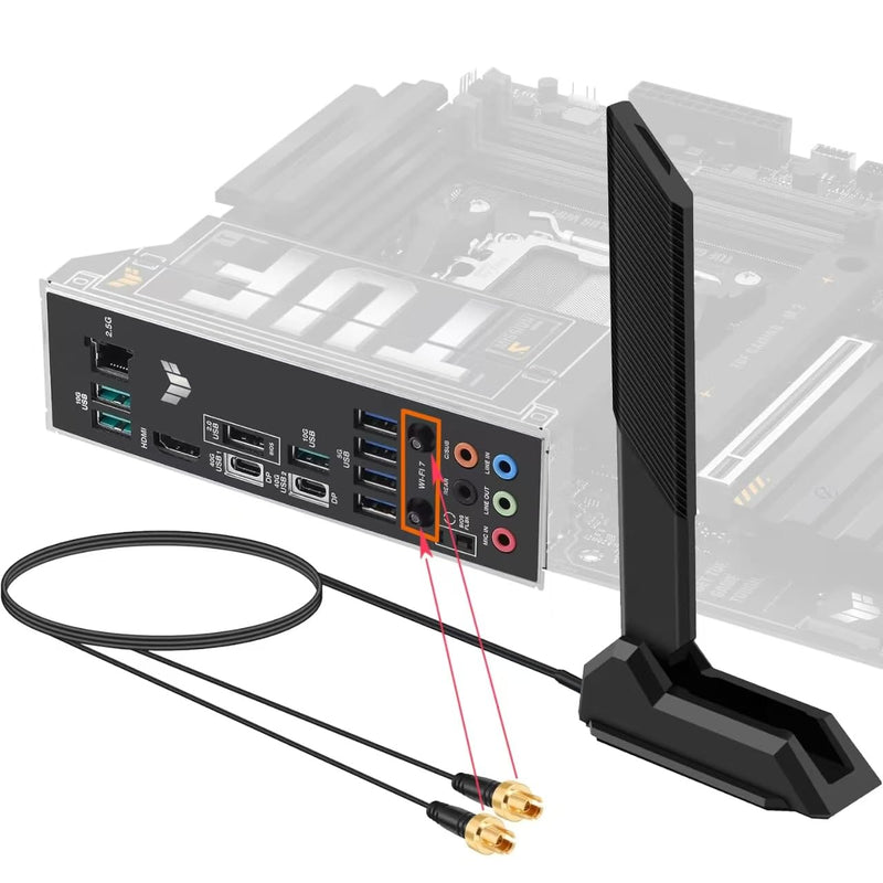 [AUSTRALIA] - WiFi 7 Gaming Motherboard Magnetic Base Replacement Antenna with New Interface (NOT RP-SMA) for ASUS ROG Strix ASUS TUF/ROG Crosshair/Prime/ProArt Series WiFi 7 Gaming Motherboard, Slinkdsco Wifi 7 Antenna 