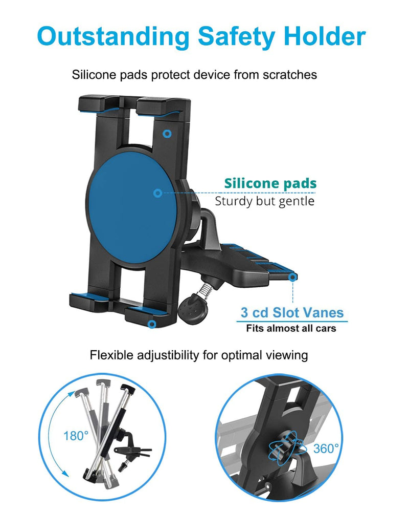 [AUSTRALIA] - woleyi CD Slot Car Tablet Mount, 360° Rotatable CD Player Car Tablet & Phone Holder for iPad Pro 9.7, 11, 12.9 Air Mini 5 4 3 2, Samsung Galaxy Tabs, Switch, iPhone, More 4-13" Cell Phones and Tablets 