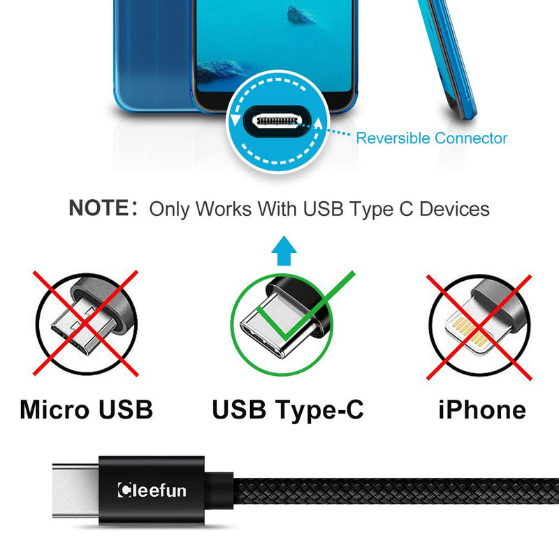 CLEEFUN Extra Long USB A USB C Cable 65ft, USB to USB C Power Cable 65 Foot | for iPhone 17 16 15, Samsung Galaxy S26 S25 S24 and More USB-C Phone, Tablet, PS5, Switch, Braided Cord (No Data) Black