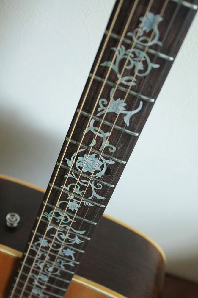 Jockomo Oriental Flower White Pearl Guitar Inlay Sticker